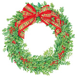 Caspari Boxwood and Berries Wreath Die-Cut Placemat - 1 Per Package 3056PMS