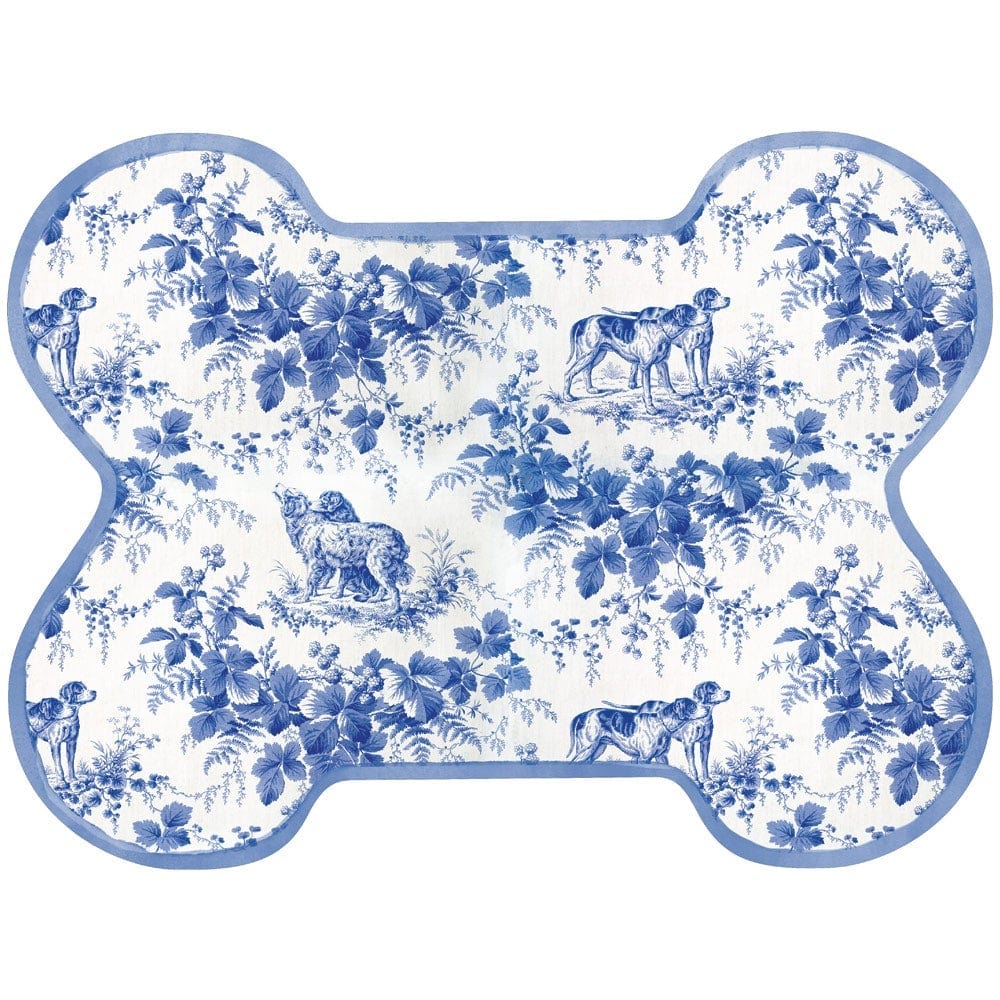 Caspari Dog Toile Die-Cut Pet Bowl Mat in Blue - 1 Per Package 3073PET