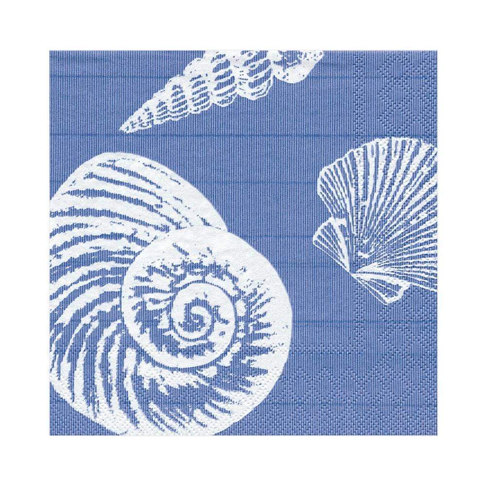 Caspari Shells Paper Luncheon Napkins in Ocean Blue - 20 Per Package 3491L