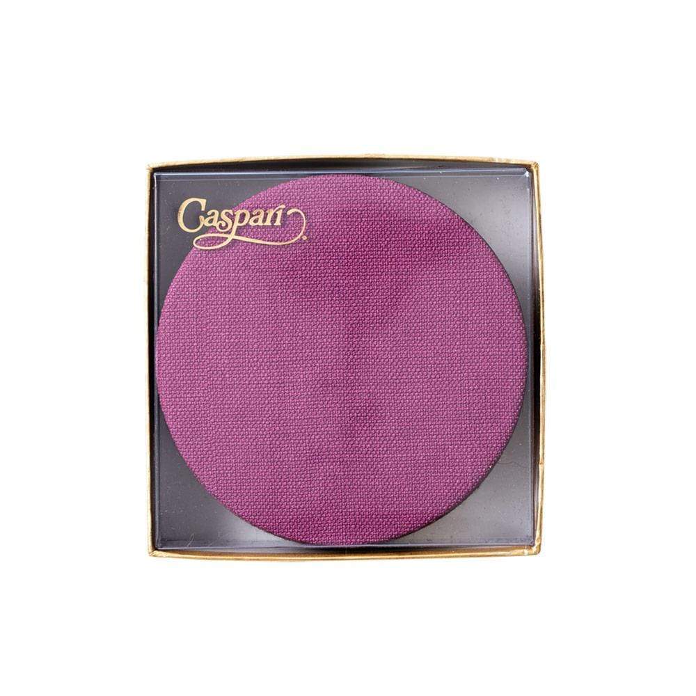 Caspari Classic Canvas Felt-Backed Coasters in Aubergine - 8 Per Box 4016CR