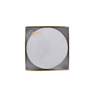 Caspari Round Luster Felt-Backed Coasters in Silver - 8 Per Box 4022CR