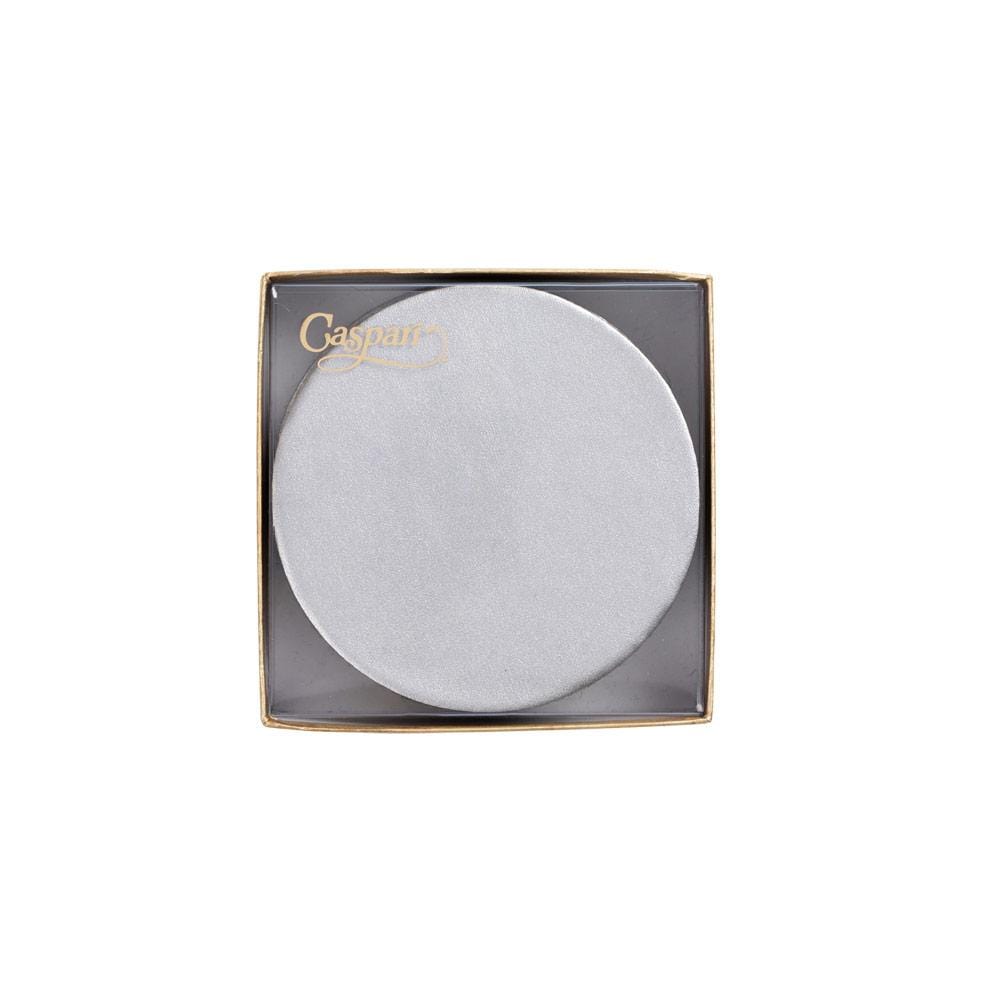 Caspari Round Luster Felt-Backed Coasters in Silver - 8 Per Box 4022CR