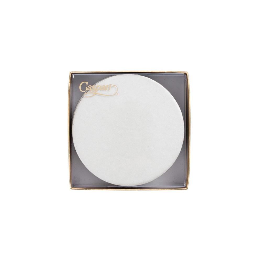 Caspari Round Luster Felt-Backed Coasters in Pearl - 8 Per Box 4023CR