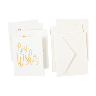 Caspari Best Wishes Script Gift Enclosure Cards in Gold Foil - 4 Mini Cards & 4 Envelopes 46FENC