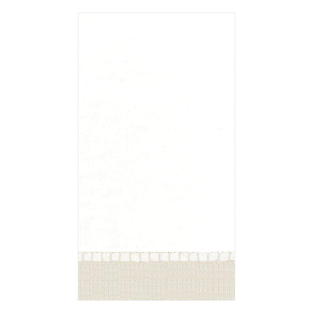 Caspari Linen Border Paper Linen Guest Towel Napkins in Natural - 12 Per Package 4780GG