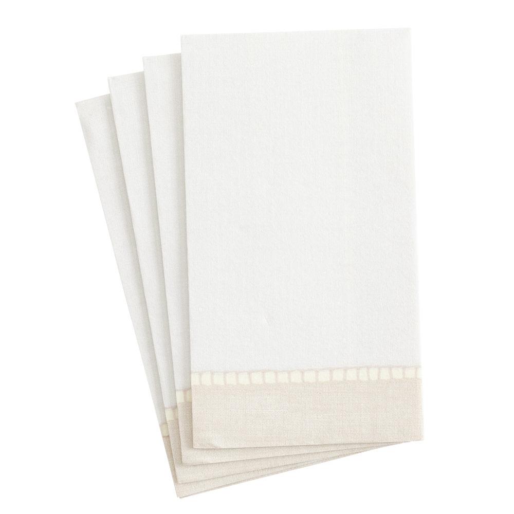 Caspari Linen Border Paper Linen Guest Towel Napkins in Natural - 12 Per Package 4780GG