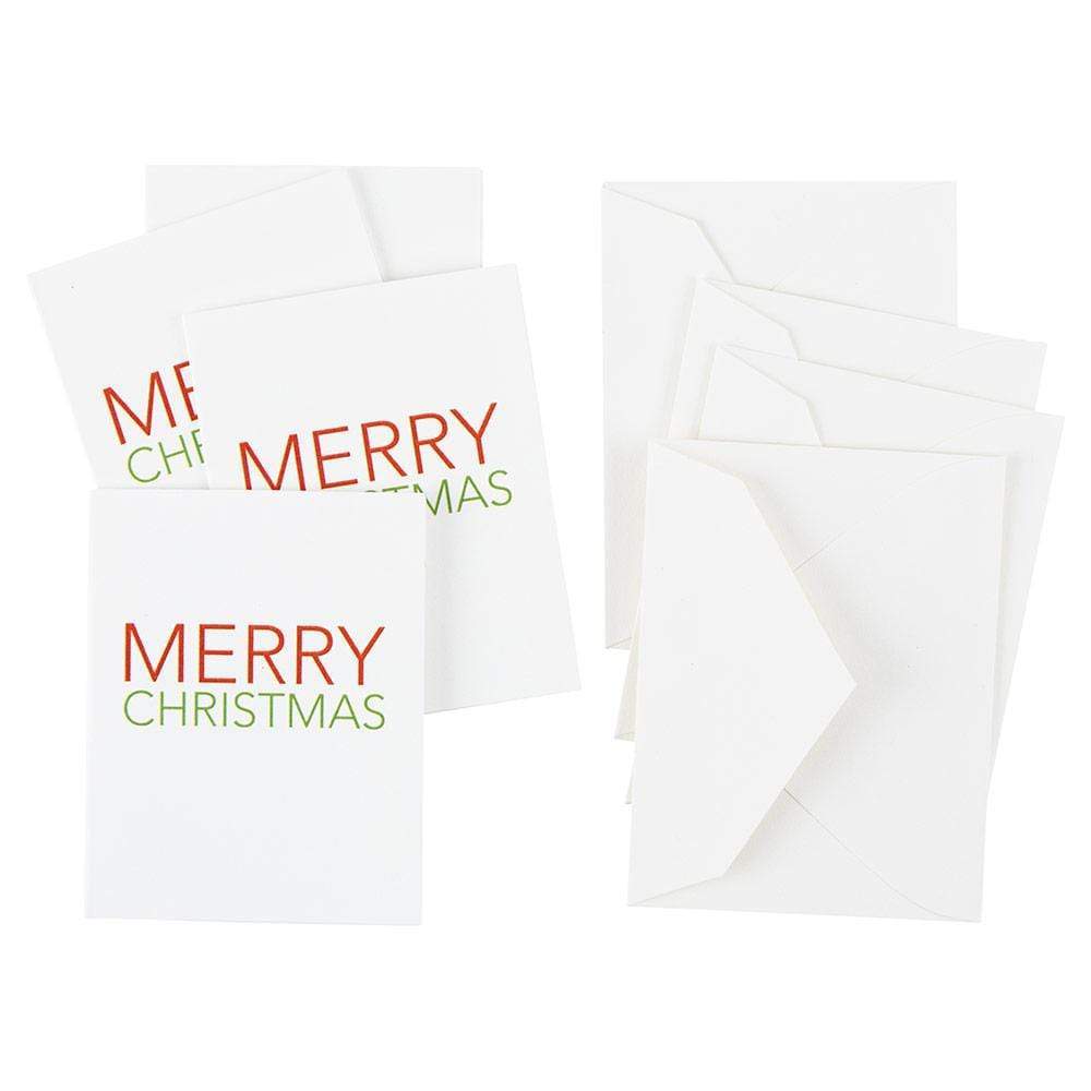 Caspari Merry Christmas Block Gift Enclosure Cards - 4 Mini Cards & 4 Envelopes 47BENC