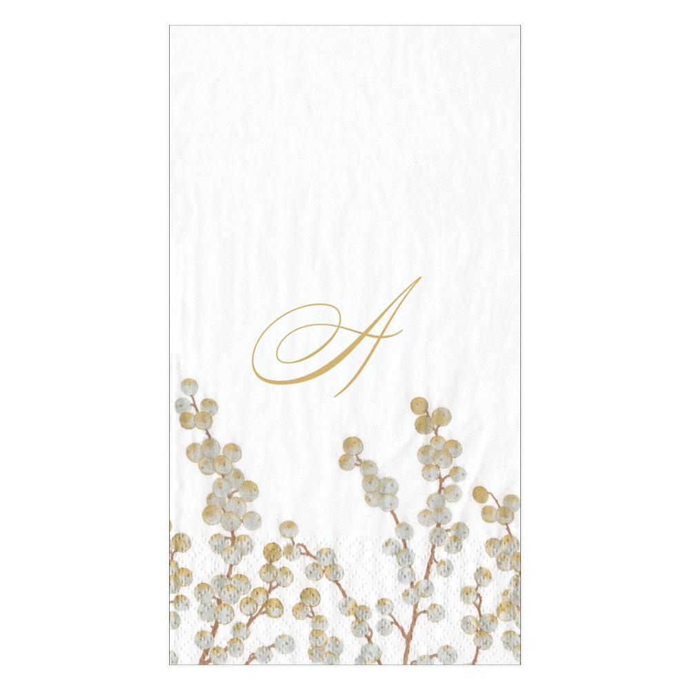 Caspari Berry Branches Single Initial Paper Guest Towel Napkins - 15 Per Package A 5726G.A