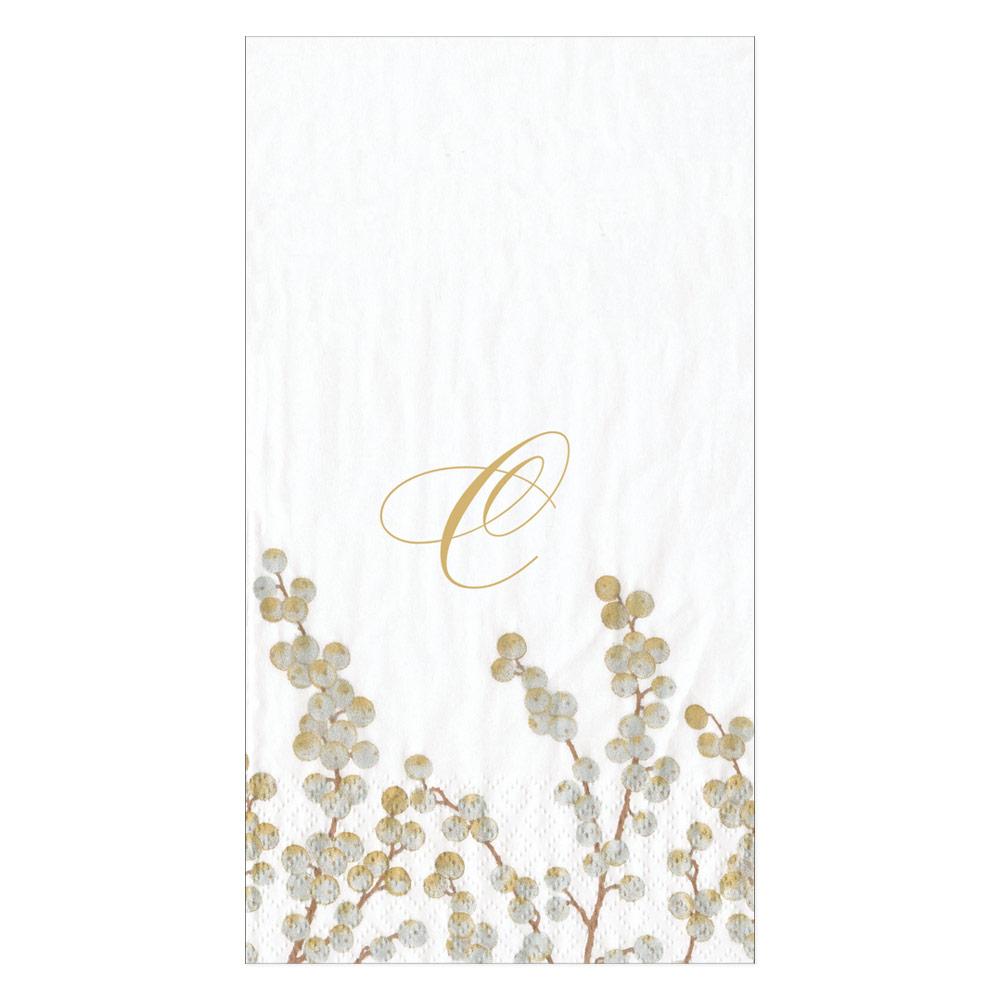 Caspari Berry Branches Single Initial Paper Guest Towel Napkins - 15 Per Package C 5726G.C