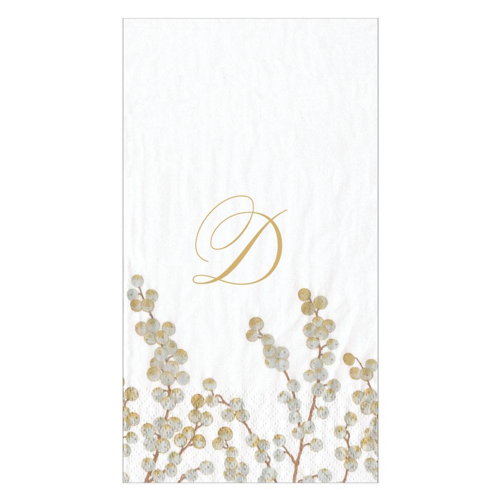 Caspari Berry Branches Single Initial Paper Guest Towel Napkins - 15 Per Package D 5726G.D