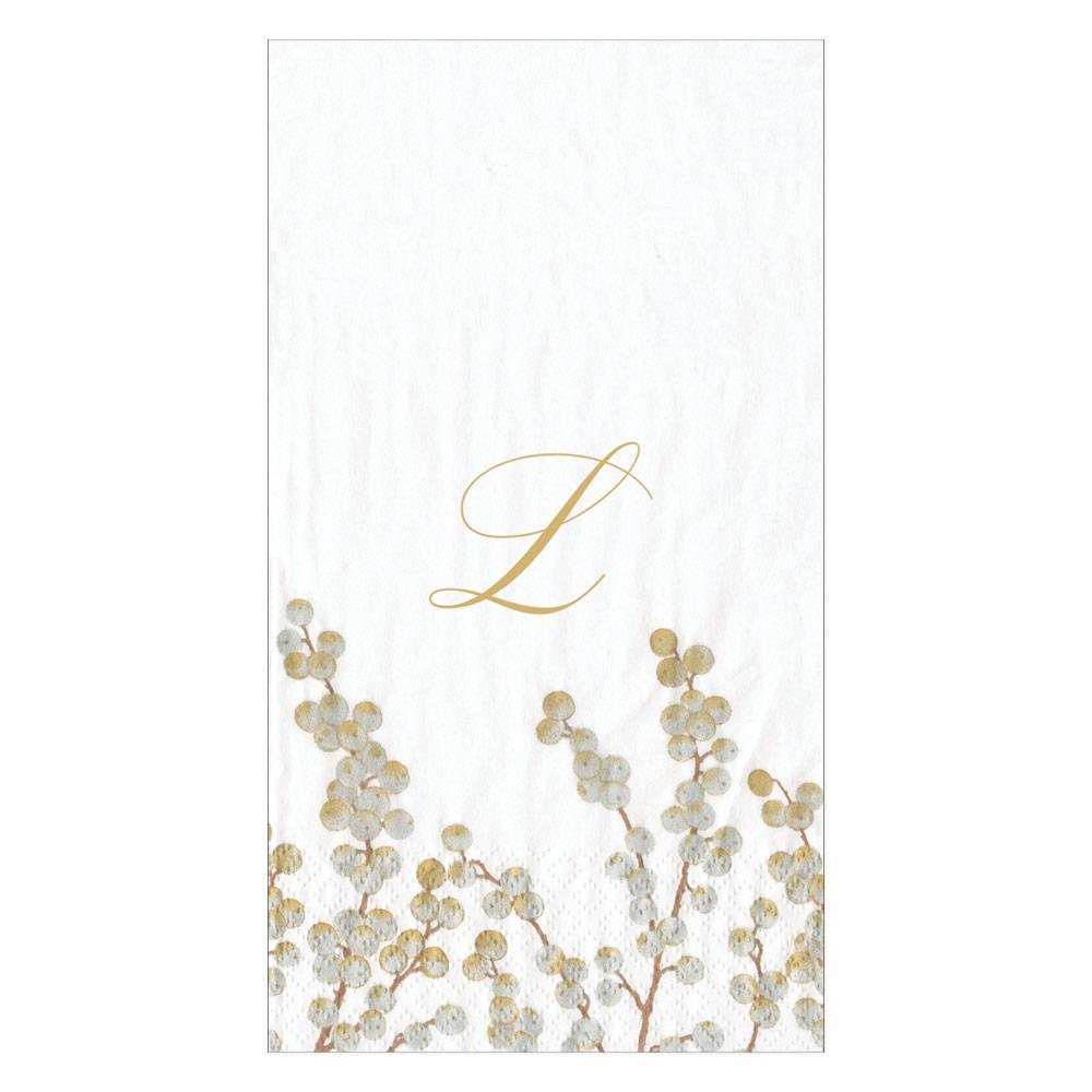 Caspari Berry Branches Single Initial Paper Guest Towel Napkins - 15 Per Package L 5726G.L
