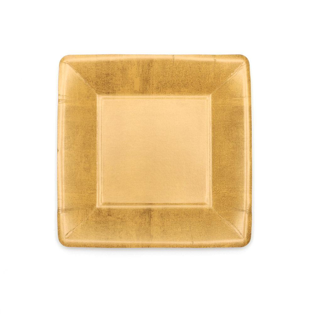 Caspari Gold Leaf Square Paper Salad & Dessert Plates - 8 Per Package 5810SP
