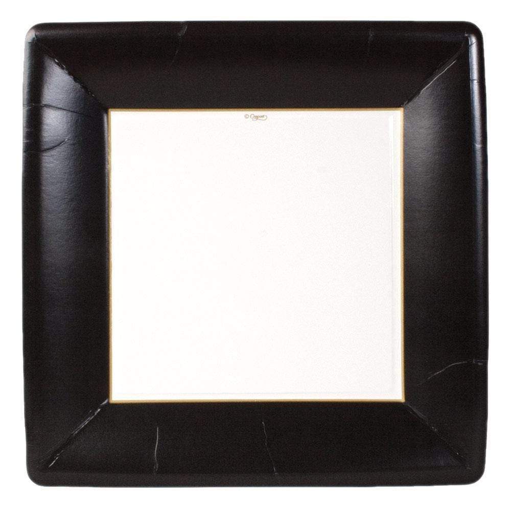 Caspari Grosgrain Square Paper Dinner Plates in Black - 8 Per Package 6009DP