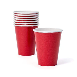 Caspari Grosgrain Paper Cups in Red - 8 Per Package 6014CP