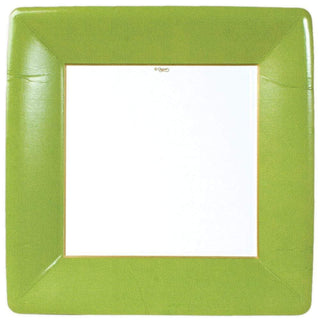 Caspari Grosgrain Square Paper Dinner Plates in Moss Green - 8 Per Package 6017DP