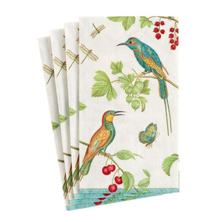 Caspari Jeweled Birds Paper Guest Towel Napkins in Ivory - 15 Per Package 6860G