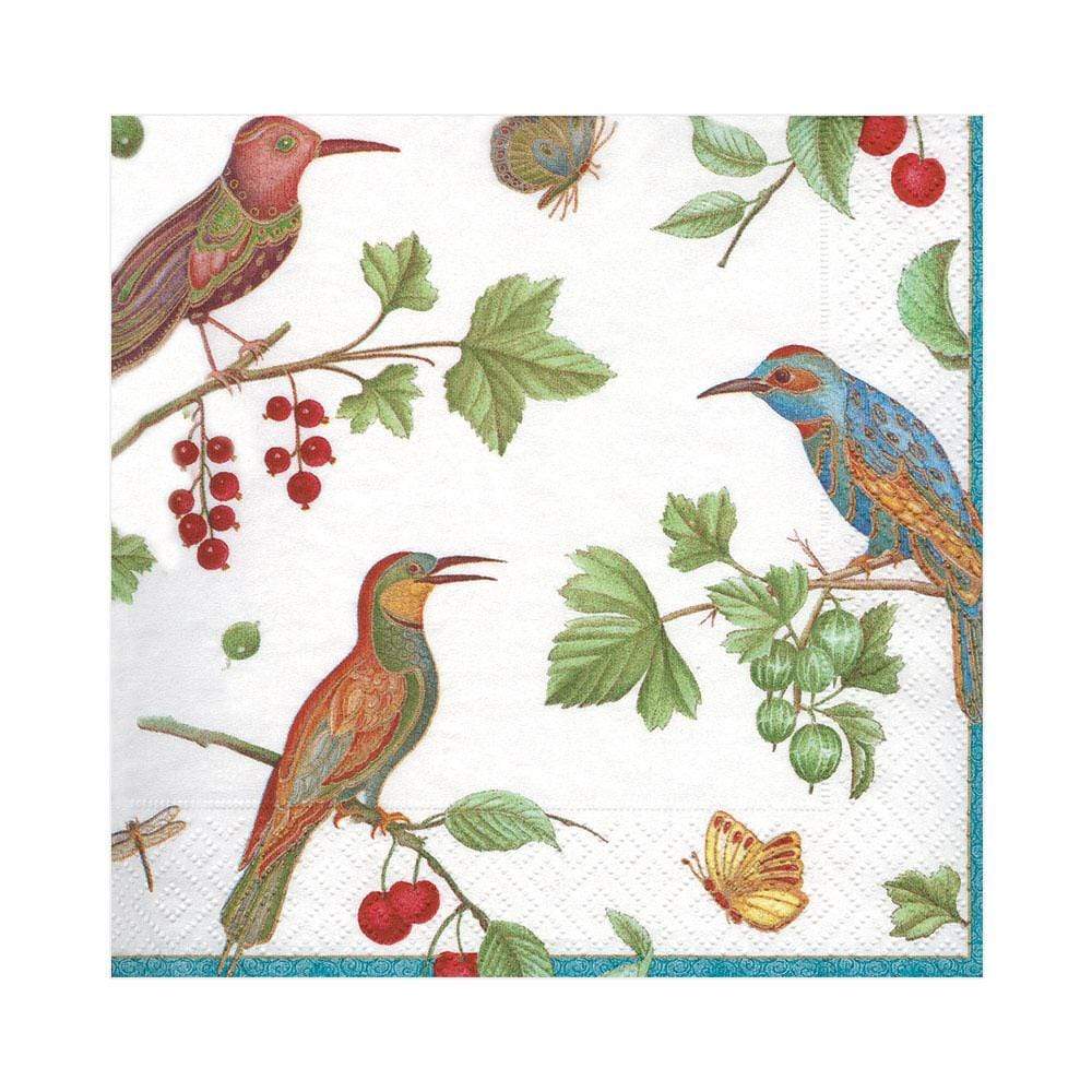 Caspari Jeweled Birds Paper Luncheon Napkins in Ivory - 20 Per Package 6860L