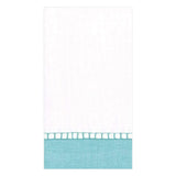 Caspari Linen Border Paper Guest Towel Napkins in Robin's Egg Blue - 15 Per Package 7650G