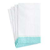 Caspari Linen Border Paper Guest Towel Napkins in Robin's Egg Blue - 15 Per Package 7650G