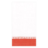 Caspari Linen Border Paper Guest Towel Napkins in Coral - 15 Per Package 7653G