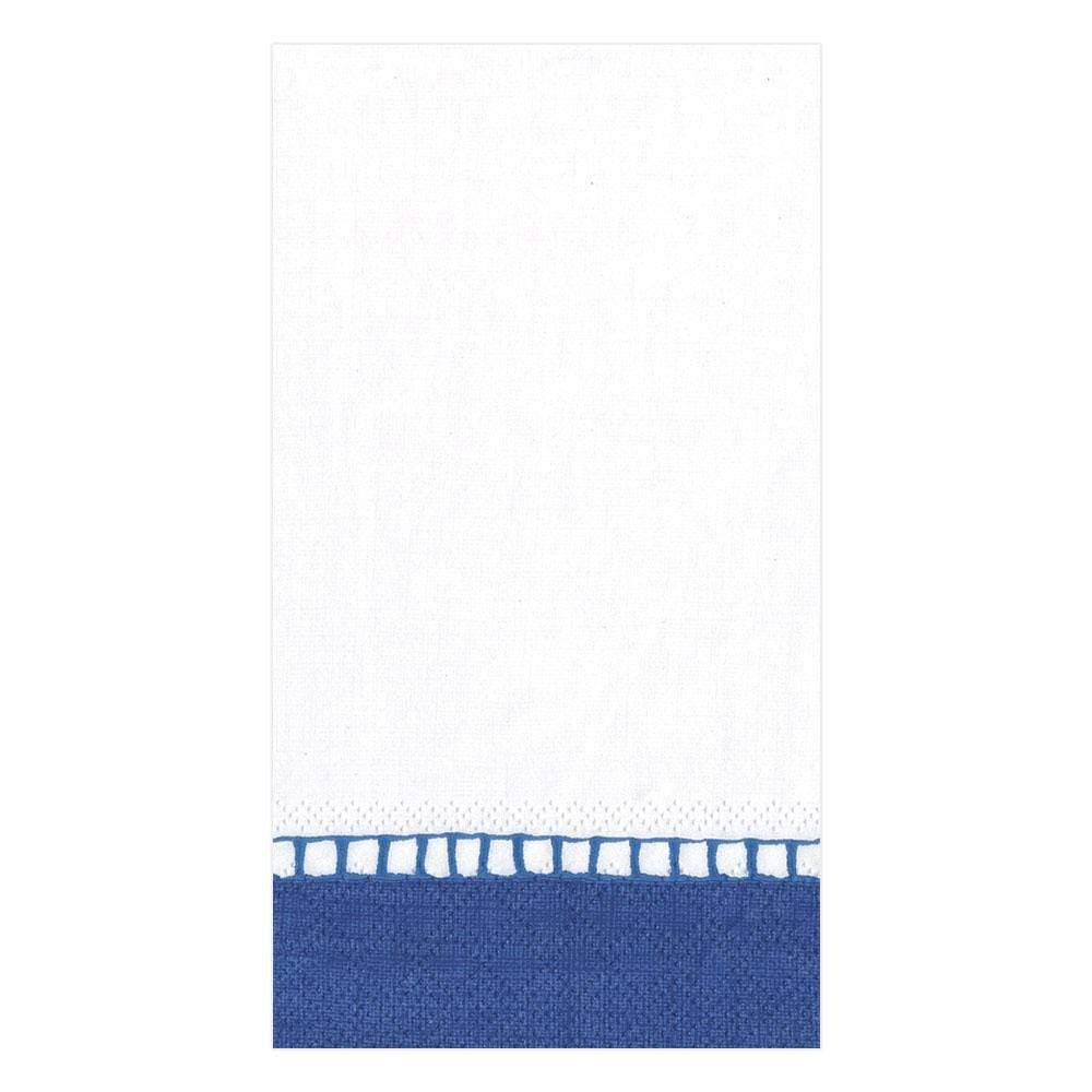 Caspari Linen Border Paper Guest Towel Napkins in Marine Blue - 15 Per Package 7654G