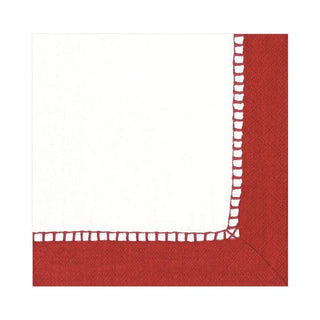 Caspari Linen Border Paper Luncheon Napkins in Red - 20 Per Package 7655L