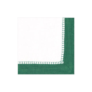 Caspari Linen Border Paper Cocktail Napkins in Emerald - 20 Per Package 7656C