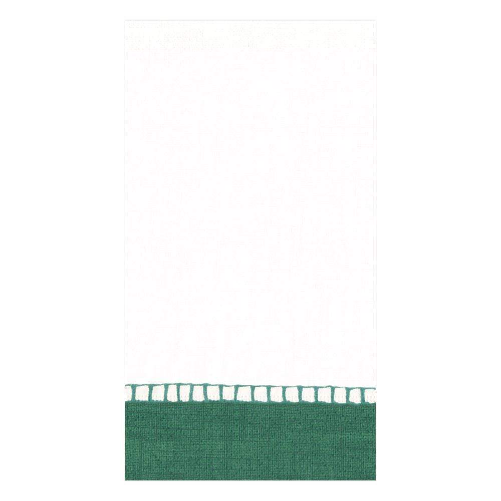 Caspari Linen Border Paper Guest Towel Napkins in Emerald - 15 Per Package 7656G
