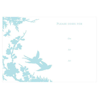 Caspari Silhouette Turquoise Invitations - 8 Fill-In Invitations & 8 Envelopes 82913E40