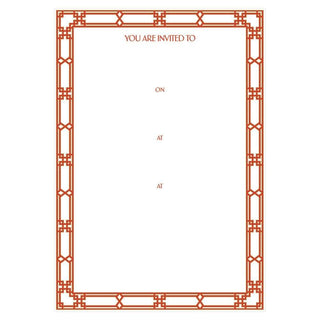 Caspari Lattice Invitations in Coral - 8 Fill-In Invitations & 8 Envelopes 82916E40