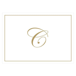 Caspari Gold Embossed Single Initial Boxed Note Cards - 8 Note Cards & 8 Envelopes C 83632.C