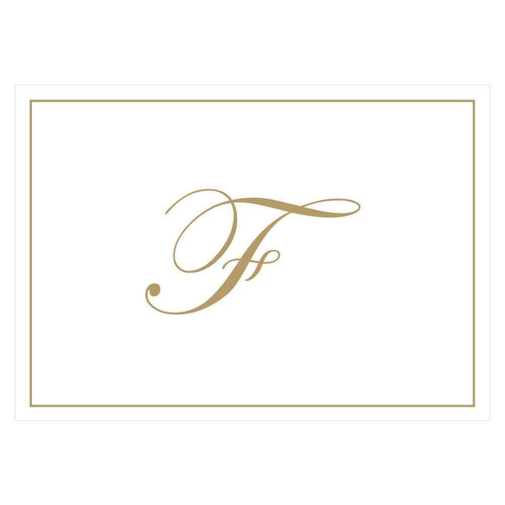 Caspari Gold Embossed Single Initial Boxed Note Cards - 8 Note Cards & 8 Envelopes F 83632.F