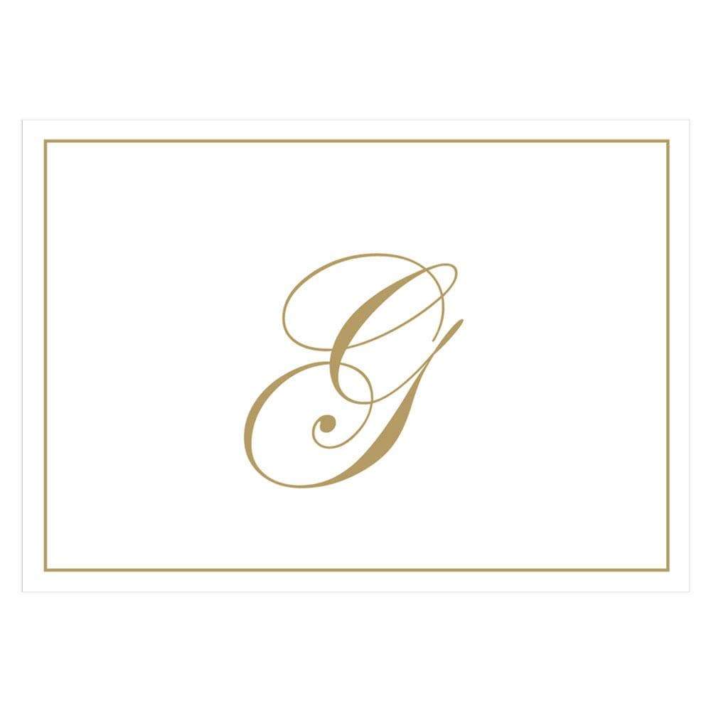 Caspari Gold Embossed Single Initial Boxed Note Cards - 8 Note Cards & 8 Envelopes G 83632.G