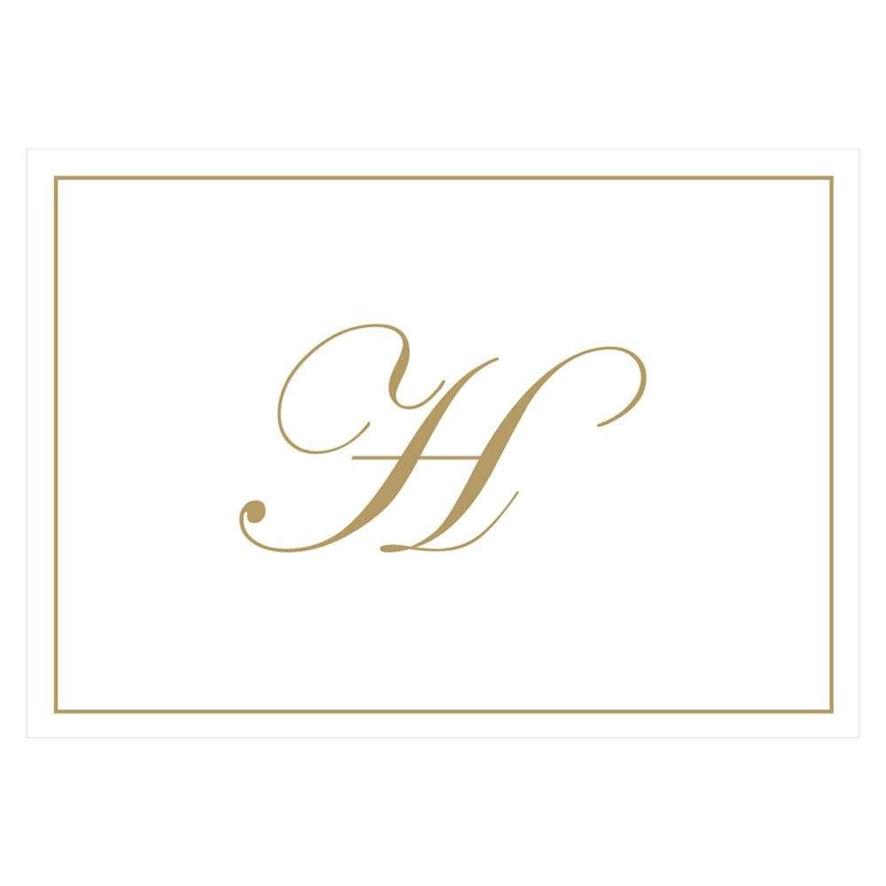 Caspari Gold Embossed Single Initial Boxed Note Cards - 8 Note Cards & 8 Envelopes H 83632.H