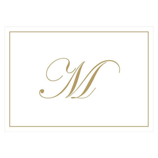 Caspari Gold Embossed Single Initial Boxed Note Cards - 8 Note Cards & 8 Envelopes M 83632.M