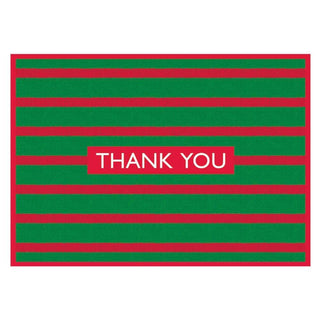 Caspari Bretagne Thank You Notes in Red & Green - 8  Note Cards & 8 Envelopes 84640.44