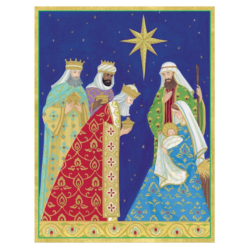 Caspari Nativity Large Boxed Christmas Cards - 16 Cards & 16 Envelopes 85310