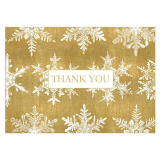 Caspari Falling Snow Thank You Notes in Gold - 8  Note Cards & 8 Envelopes 85628.44