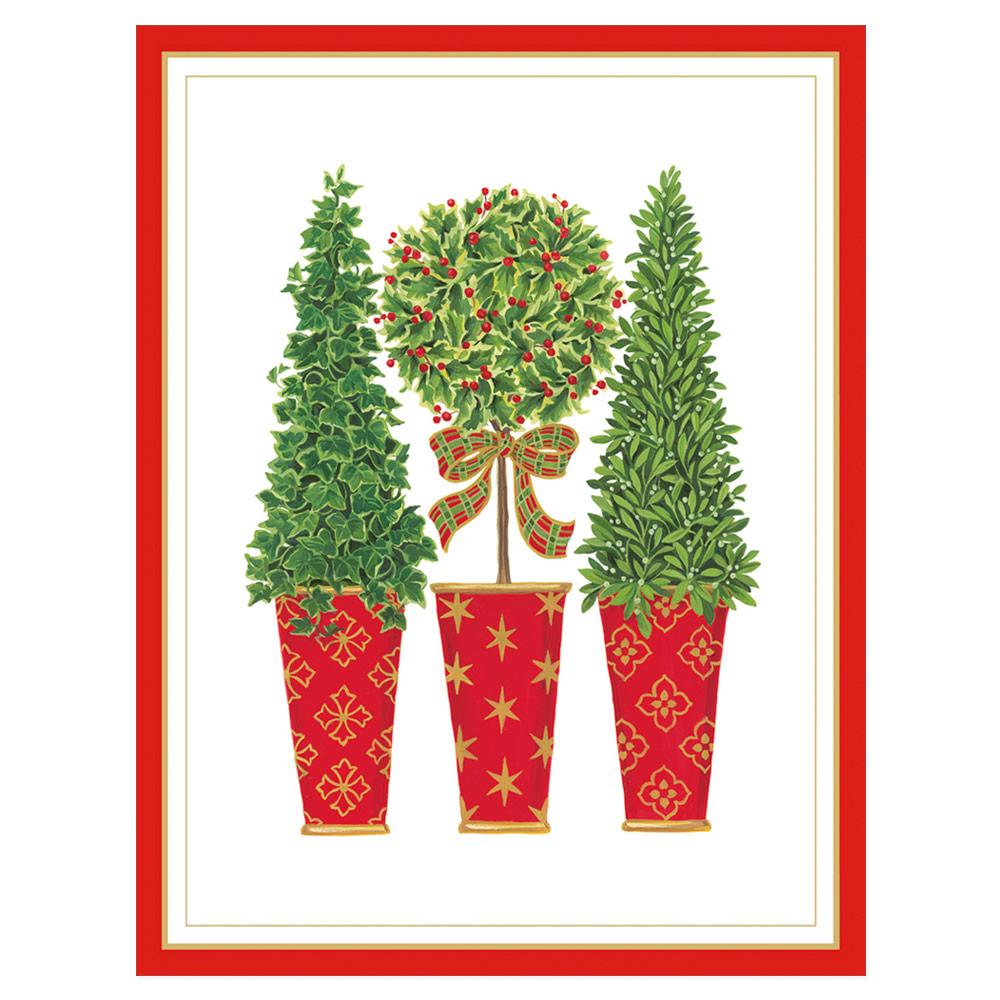 Topiaries Large Embossed Boxed Christmas Cards - 10 Cards & 10 Envelopes