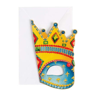 Caspari Crown Mask Die-Cut Birthday Card - 1 Card & 1 Envelope 87495.01