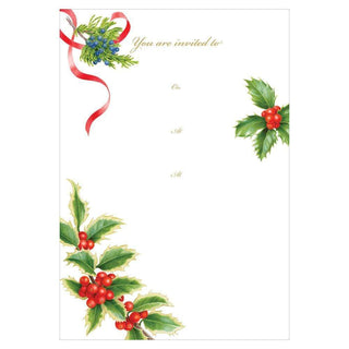 Caspari Christmas Trimmings Invitations - 8 Fill-In Invitations & 8 Envelopes 87913E40