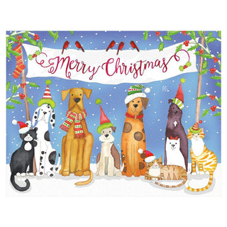 Caspari Merry Christmas From Pets Boxed Christmas Cards - 16 Cards & 16 Envelopes 88227