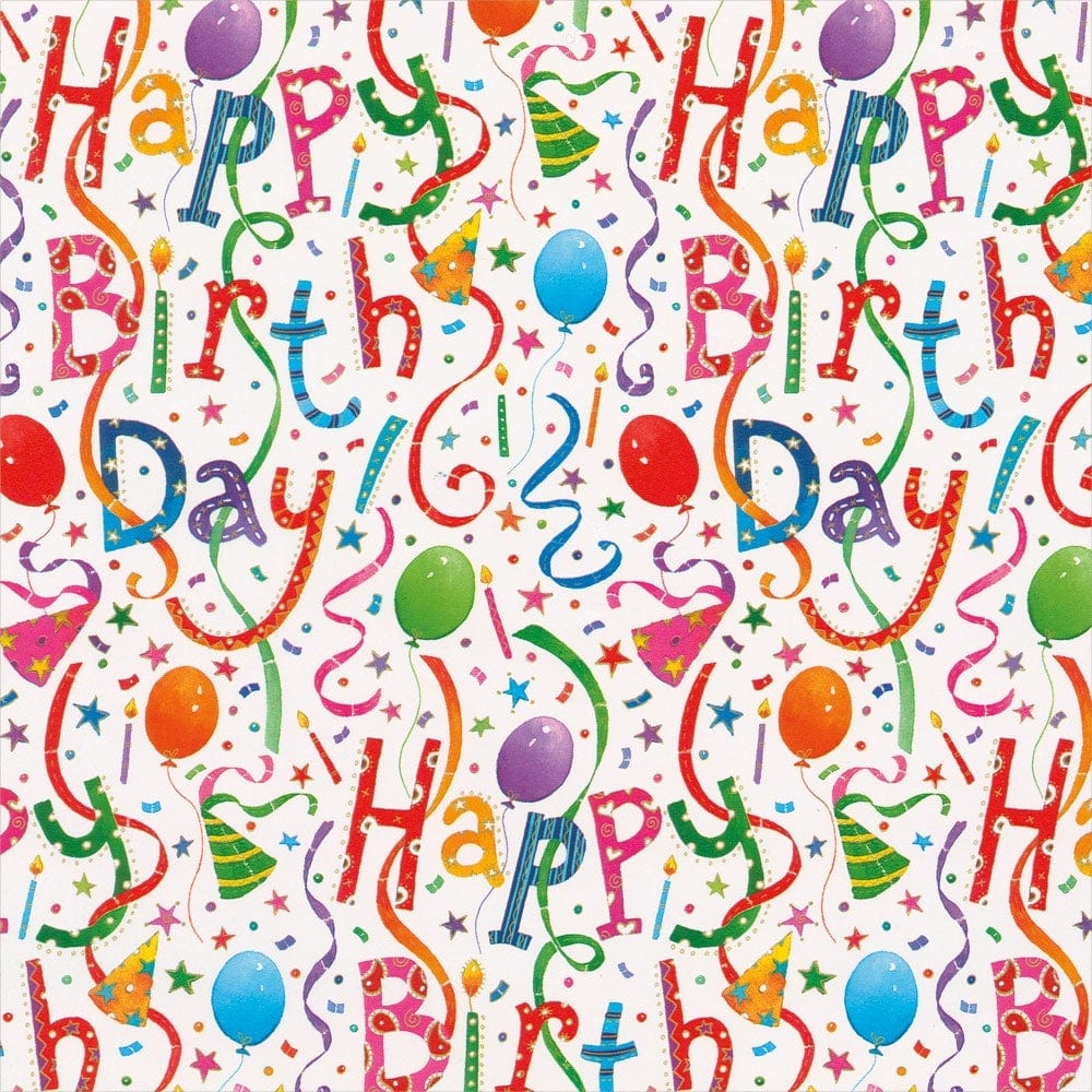 Caspari Happy Birthday Gift Wrapping Paper - 30" x 8' Roll 8823RC