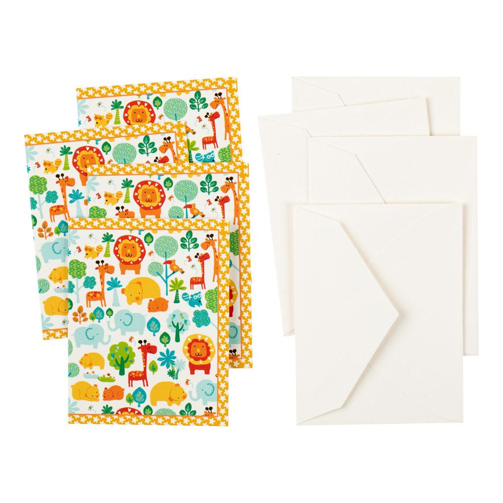 Caspari Calico Zoo Gift Enclosure Cards - 4 Mini Cards & 4 Envelopes 8887ENC