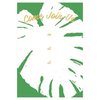 Caspari Palm Leaves Invitations in Green Foil - 8 Fill-In Invitations & 8 Envelopes 88906E40