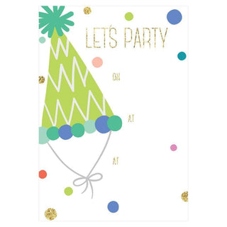 Caspari Party Hats Invitations in Foil - 8 Fill-In Invitations & 8 Envelopes 88909E40