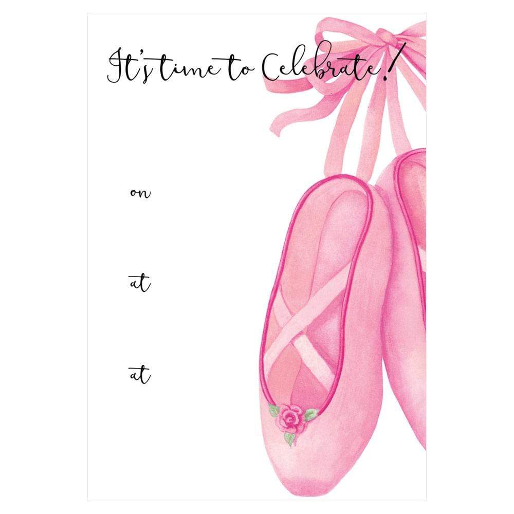 Caspari Ballet Shoes Invitations - 8 Fill-In Invitations & 8 Envelopes 88911E40