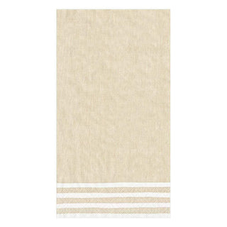 Caspari Border Stripe Paper Guest Towel Napkins in Natural - 15 Per Package 9006G