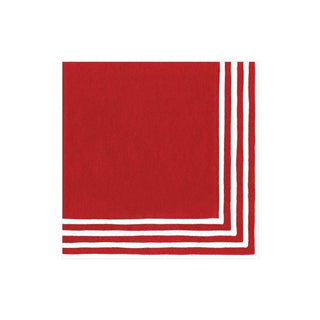 Caspari Border Stripe Paper Cocktail Napkins in Red - 20 Per Package 9007C