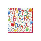 Caspari Happy Birthday Paper Cocktail Napkins - 20 Per Package 9100C